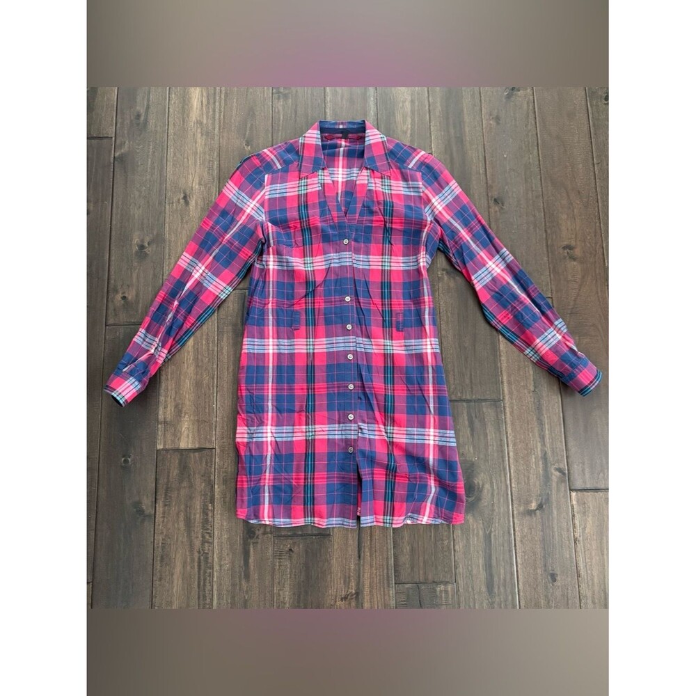 Modern Amusement 100% Cotton Red & Blue Plaid Shirt Dress S